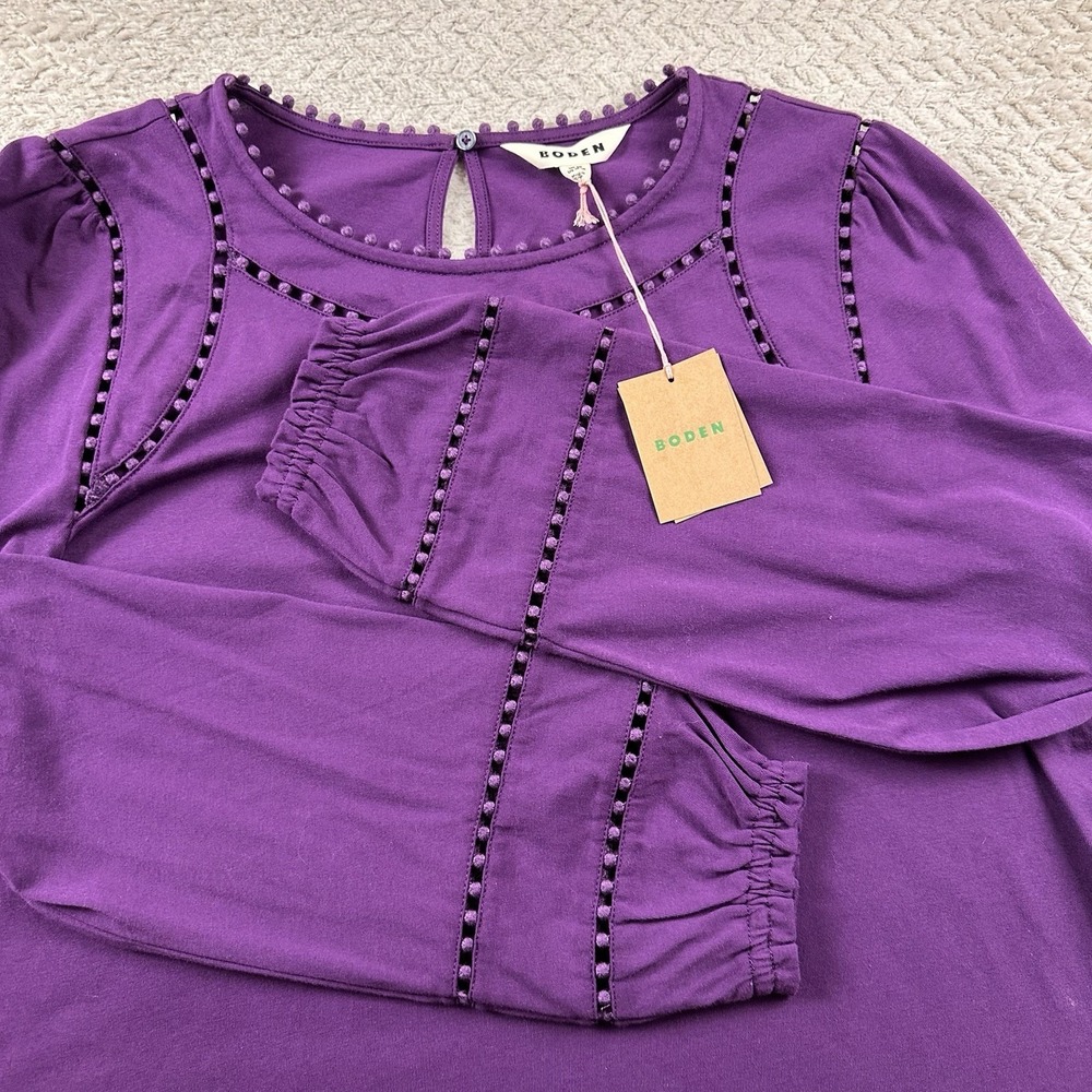 Boden Mila Long Sleeve Top Women's‎ 16-18 Purple Festival BOHO Cute City NWT